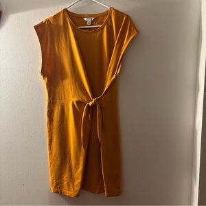 Mustard Yellow Tie-Front Dress
